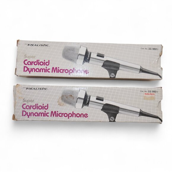 Lot of 2 Realistic Super Cardioid Dynamic Microphones + Stand 33-992C 33-992D - Picture 13 of 14